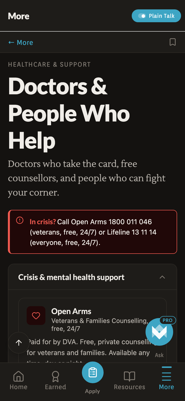 After Action crisis screen