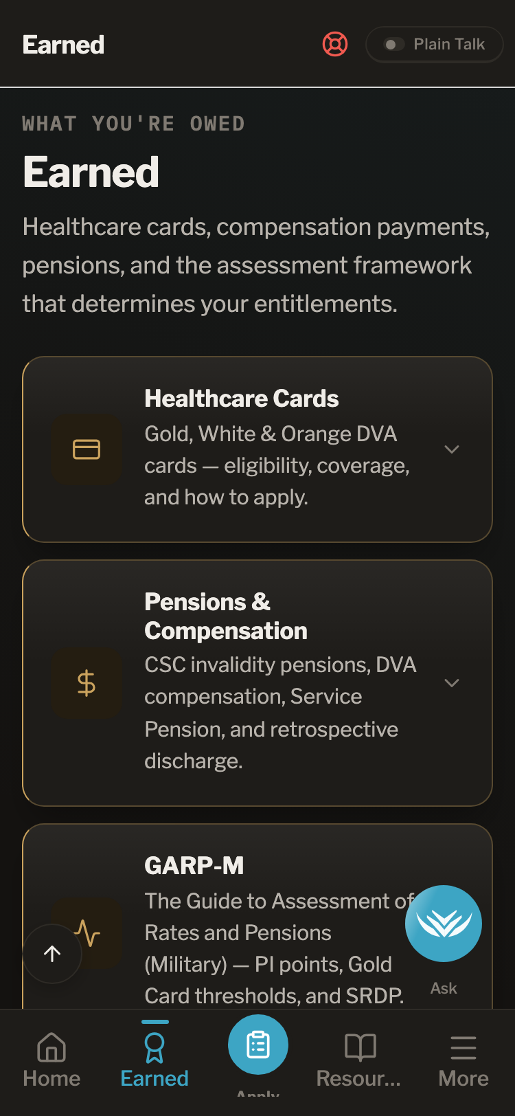 ExitBrief gold-card screen